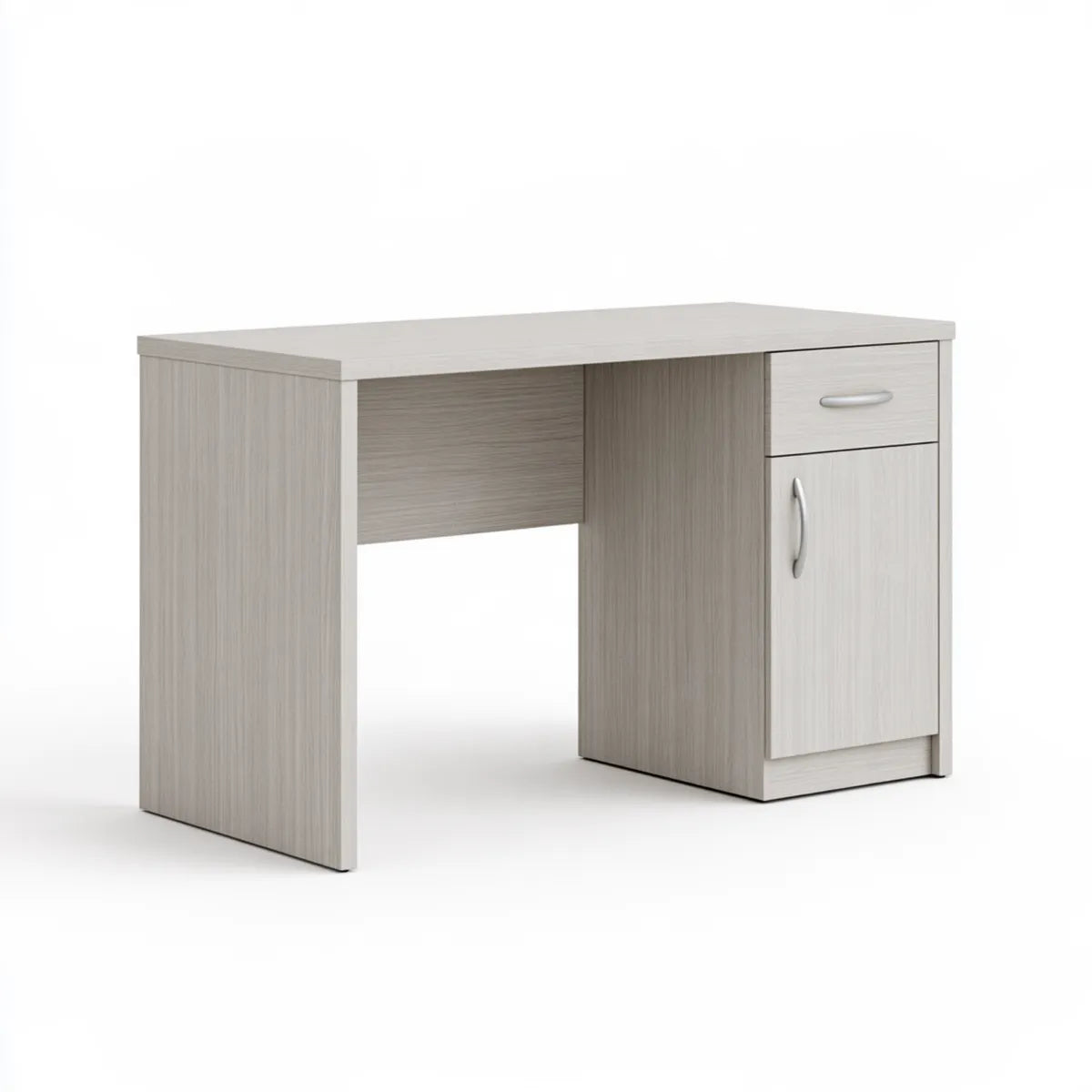 Light Gray Melamine Particleboard Computer Desk with Drawer and Cabinet, 39.4 x 19.7 x 29.5 in