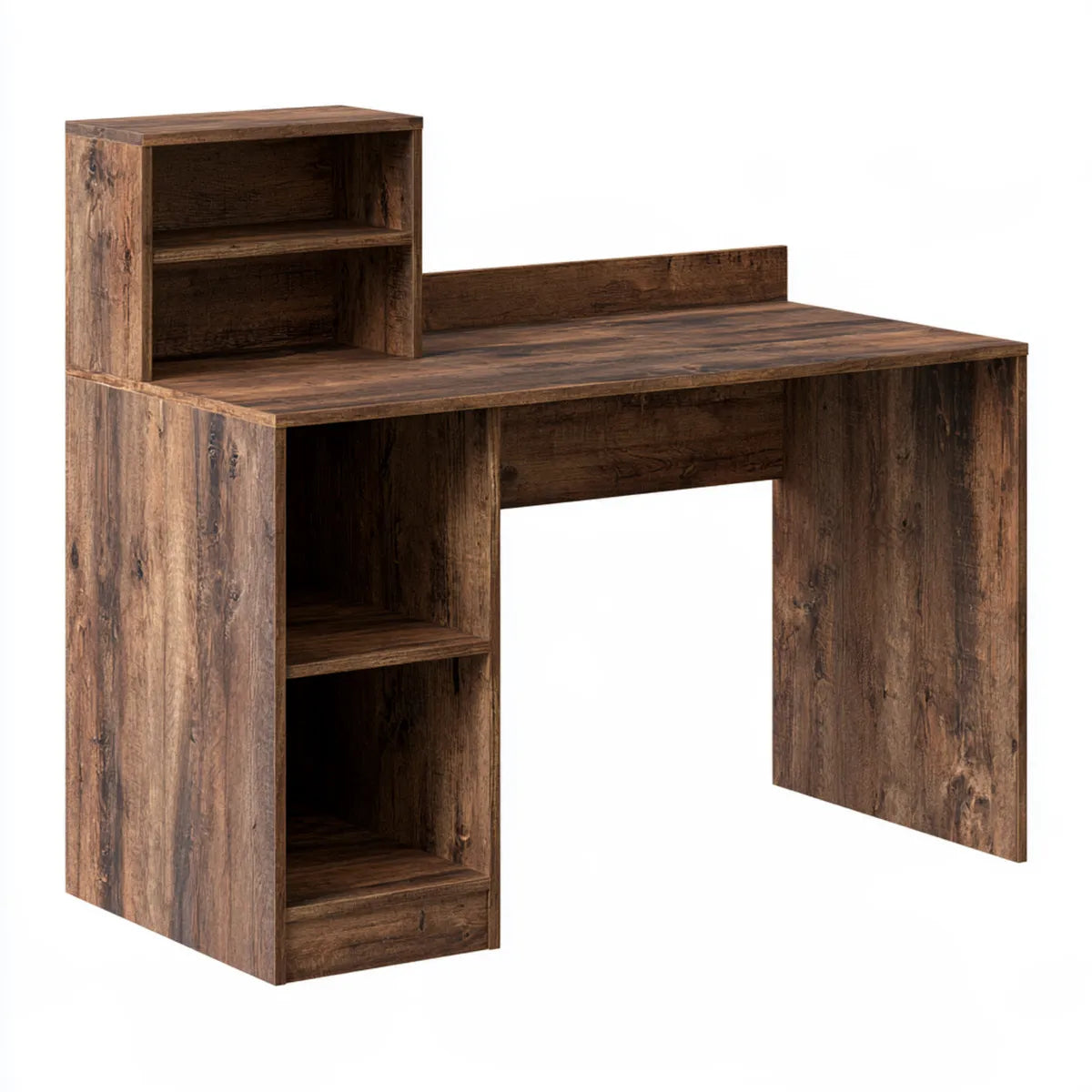 Particleboard Computer Desk with Hutch and 3 Storage Shelves, 39.4 x 19.7 x 41.3 in, Rustic Brown